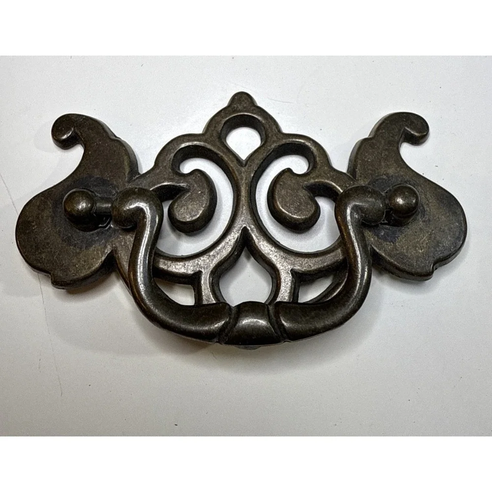 Vintage Brass Scroll Bail Drawer Pulls Pierced Design Matching Set of 8
